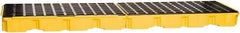 Eagle - 66 Gal Sump, 8,000 Lb Capacity, 4 Drum, Polyethylene Platform - 26-1/4" Long x 103-1/2" Wide x 6-3/4" High, Yellow, Low Profile, Vertical, Inline Drum Configuration - USA Tool & Supply