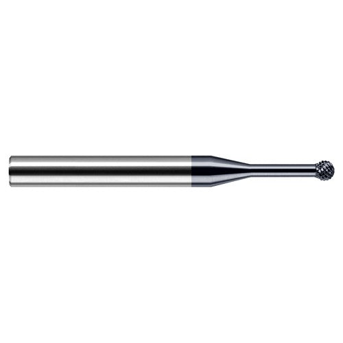 Undercutting End Mills - 0.0470″ (3/64″) Cutter Diameter × 0.1560″ (5/32″) Neck Length × 270° Carbide Deburring Undercut End Mill, 12 RH Teeth, 10 LH Teeth, AlTiN Coated - Exact Industrial Supply