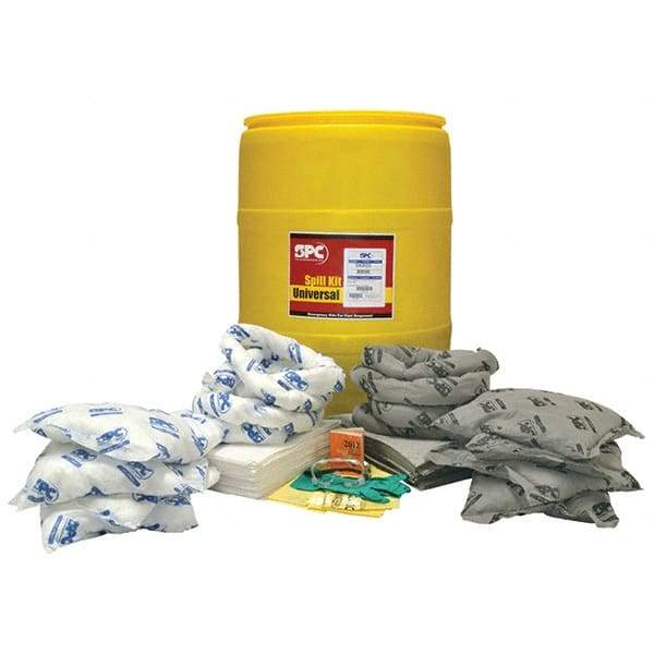 Brady SPC Sorbents - 38 Gal Capacity Oil Only & Universal Spill Kit - 55 Gal Polyethylene Drum - USA Tool & Supply