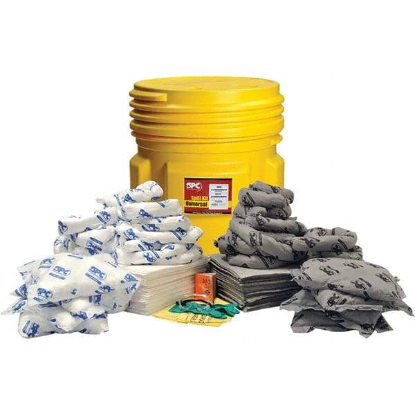 Brady SPC Sorbents - 77 Gal Capacity Oil Only & Universal Spill Kit - 95 Gal Polyethylene Drum - USA Tool & Supply