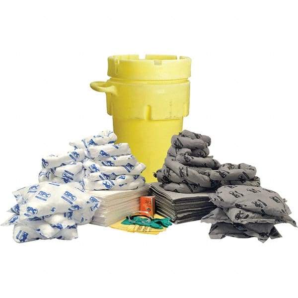 Brady SPC Sorbents - 77 Gal Capacity Oil Only & Universal Spill Kit - 95 Gal Polyethylene Drum - USA Tool & Supply