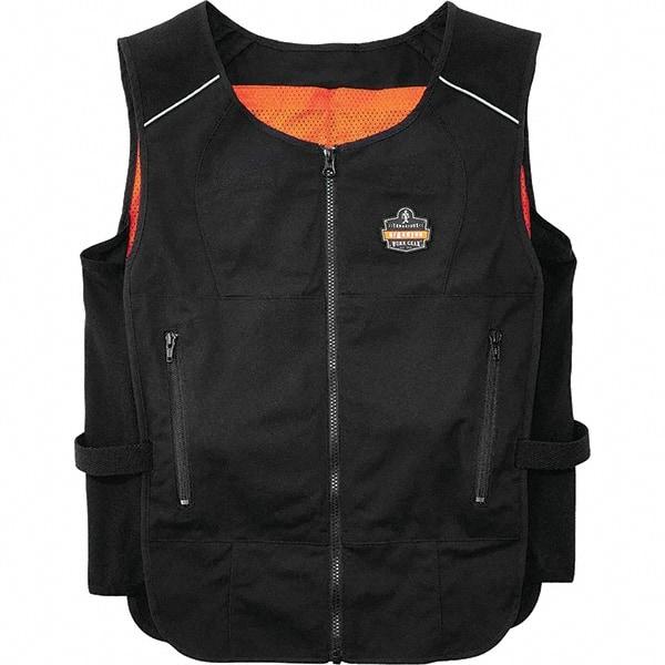 Ergodyne - Size S/M, Black Cooling Vest - 32 to 40" Chest, Zipper, Poly-Cotton - USA Tool & Supply