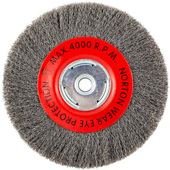 Norton - 8" OD, 5/8" Arbor Hole, Crimped Carbon Wheel Brush - USA Tool & Supply