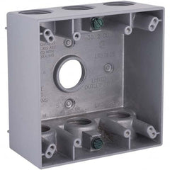 Hubbell-Raco - 4-1/2 x 4-1/2 x 2-1/4" Aluminum Square Weather Resistant Outlet Box - USA Tool & Supply