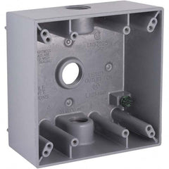 Hubbell-Raco - 4-1/2 x 4-1/2 x 2-1/4" Aluminum Square Weather Resistant Outlet Box - USA Tool & Supply