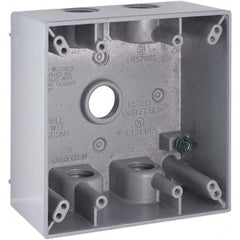 Hubbell-Raco - 4-1/2 x 4-1/2 x 2-1/4" Aluminum Square Weather Resistant Outlet Box - USA Tool & Supply