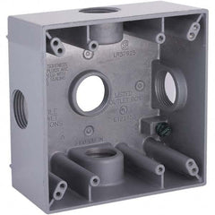 Hubbell-Raco - 4-1/2 x 4-1/2 x 2-1/4" Aluminum Square Weather Resistant Outlet Box - USA Tool & Supply