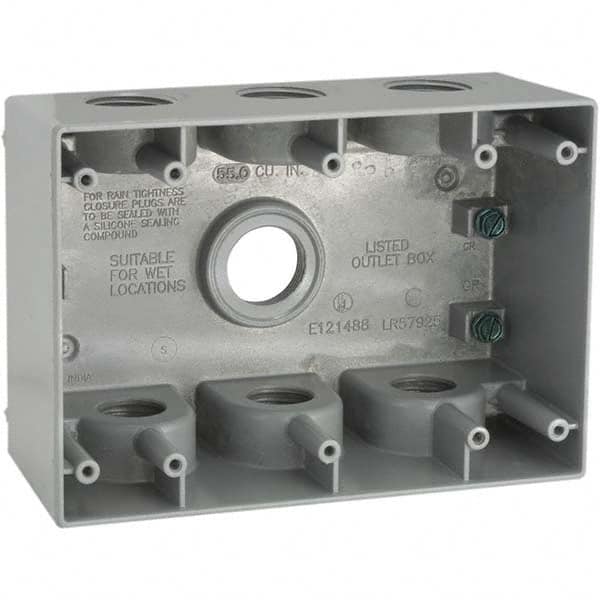 Hubbell-Raco - 4-1/2 x 6-3/8 x 2.781" Aluminum Rectangular Weather Resistant Outlet Box - USA Tool & Supply