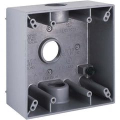 Hubbell-Raco - 4-1/2 x 4-1/2 x 2-1/4" Aluminum Square Weather Resistant Outlet Box - USA Tool & Supply