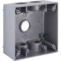 Hubbell-Raco - 4-1/2 x 4-1/2 x 2-1/4" Aluminum Square Weather Resistant Outlet Box - USA Tool & Supply