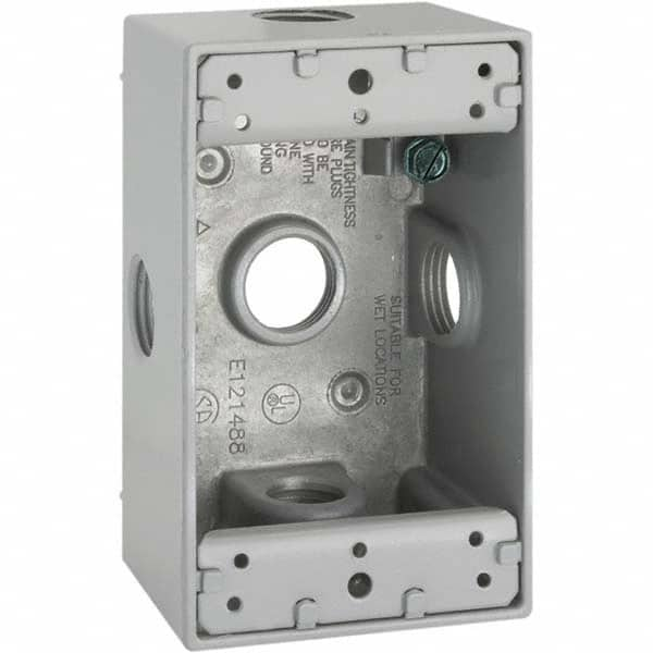 Hubbell-Raco - 4.57 x 2.816 x 2.148" Aluminum Rectangular Weather Resistant Outlet Box - USA Tool & Supply