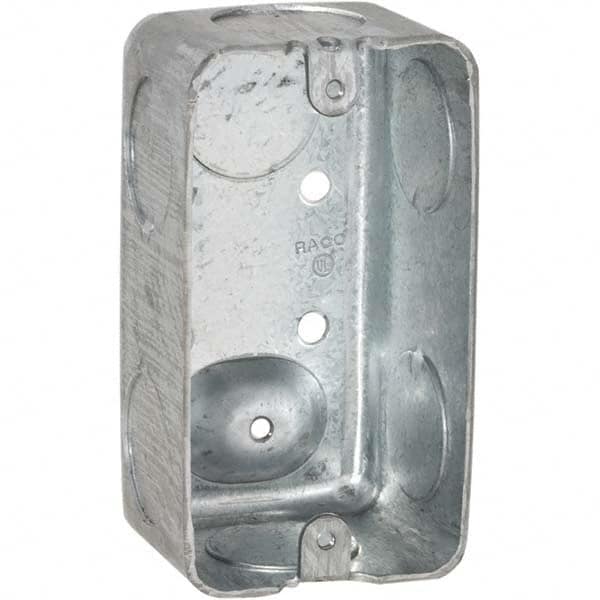 Hubbell-Raco - 4 x 2-1/8 x 1-7/8" Steel Rectangular Device Box - USA Tool & Supply