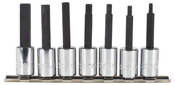 Proto - 7 Piece 3/8" Drive Inch Hex Bit Socket Set - 1/8 to 3/8" Hex - USA Tool & Supply
