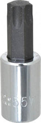 Proto - 3/8" Drive, T55 Torx Bit Socket - 1-31/32" OAL, Ball End - USA Tool & Supply