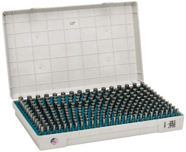 Meyer Gage - 250 Piece, 0.251-0.5 Inch Diameter Plug and Pin Gage Set - Minus 0.0001 Inch Tolerance, Class Z - USA Tool & Supply
