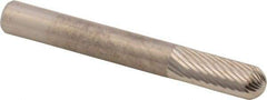 M.A. Ford - 1/4" Cut Diam, 1/4" Shank Diam, Cylinder with Radius Head Double Cut Burr - Carbide, Radius End, 5/8" LOC, 2" OAL - USA Tool & Supply