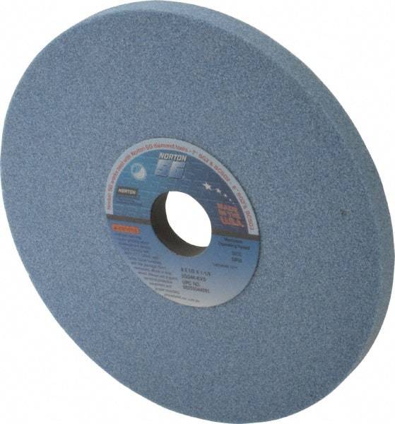 Norton - 8" Diam x 1-1/4" Hole x 1/2" Thick, K Hardness, 46 Grit Surface Grinding Wheel - Ceramic, Type 1, Coarse Grade, 3,600 Max RPM, Vitrified Bond, No Recess - USA Tool & Supply