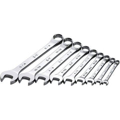 SK - 9 Piece, 1/4 to 3/4", Combination Wrench Set - Inch System of Measurement, Chrome Finish - USA Tool & Supply