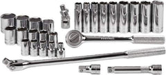 SK - 28 Piece 1/2" Drive Standard Deep Socket Set - 6 Points, 3/8 to 1-1/4", Inch Measurement Standard - USA Tool & Supply