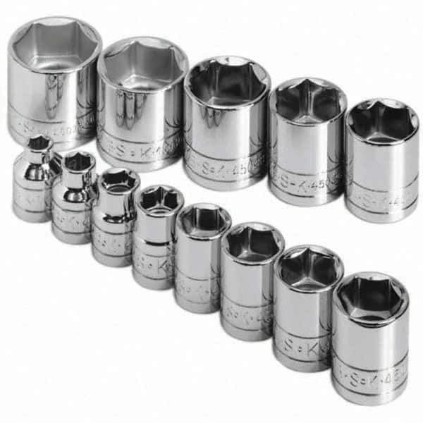 SK - 3/8" Drive Standard Socket Set - 1/4 to 1", Inch Measurement Standard - USA Tool & Supply