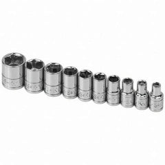 SK - 1/4" Drive Standard Socket Set - 3/16 to 9/16", Inch Measurement Standard - USA Tool & Supply