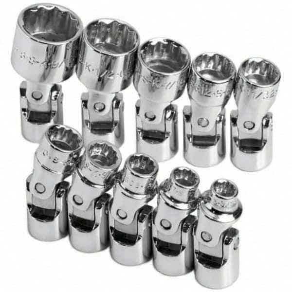 SK - 1/4" Drive Standard Socket Set - 3/16 to 9/16", Inch Measurement Standard - USA Tool & Supply