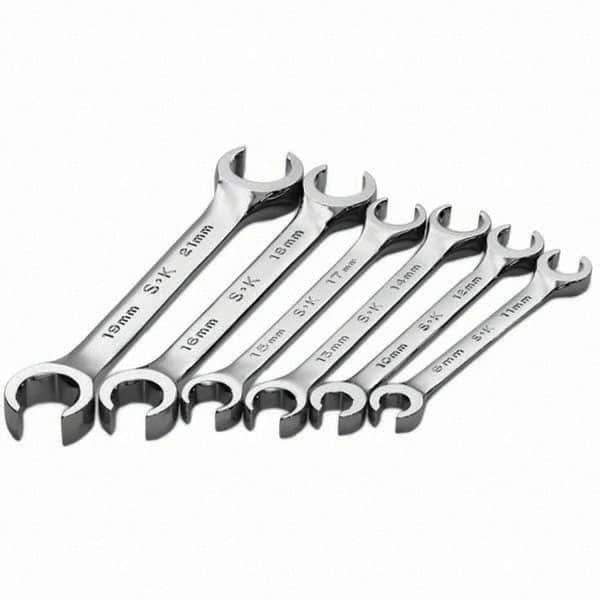 SK - 6 Piece, Flare Nut Wrench Set - Metric System of Measurement, Chrome Finish - USA Tool & Supply