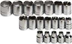 SK - 19 Piece 3/8" Drive Standard Socket Set - 6 Points, 6 to 24mm, Metric Measurement Standard - USA Tool & Supply