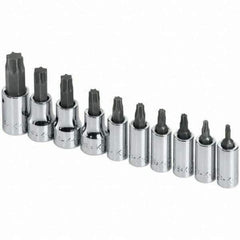 SK - 10 Piece Torx Bit Socket Set - Comes in Rail - USA Tool & Supply
