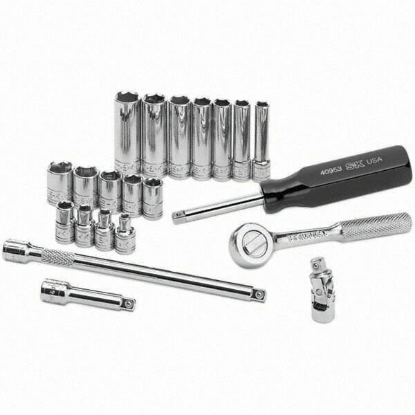 SK - 1/4" Drive Deep Socket Set - 4 to 12mm, Metric Measurement Standard - USA Tool & Supply