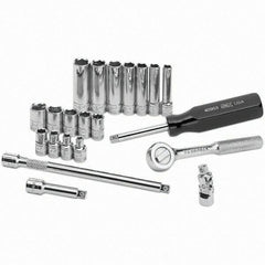 SK - 1/4" Drive Deep Socket Set - 4 to 12mm, Metric Measurement Standard - USA Tool & Supply