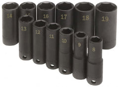 SK - 12 Piece 3/8" Drive Deep Well Impact Socket Set - USA Tool & Supply