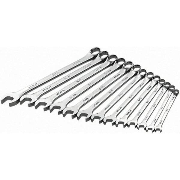 SK - 13 Piece, Combination Wrench Set - Metric System of Measurement, Chrome Finish - USA Tool & Supply