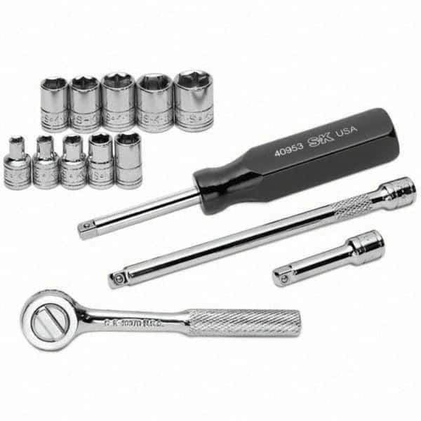 SK - 1/4" Drive Standard Socket Set - 4 to 13mm, Metric Measurement Standard - USA Tool & Supply