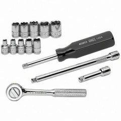 SK - 1/4" Drive Standard Socket Set - 4 to 13mm, Metric Measurement Standard - USA Tool & Supply