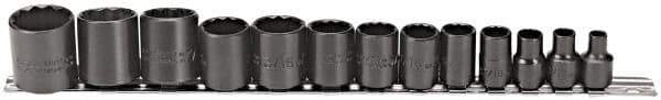 Proto - 13 Piece 3/8" Drive Socket Set - 12 Points, 1/4" to 1" Range, Inch Measurement Standard - USA Tool & Supply