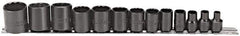 Proto - 13 Piece 3/8" Drive Socket Set - 12 Points, 1/4" to 1" Range, Inch Measurement Standard - USA Tool & Supply