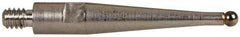 TESA Brown & Sharpe - 2mm Ball Diam, Carbide, Ball Test Indicator Contact Point - 1/2" Contact Point Length, Use with Brown & Sharpe TESATAST Dial Test Indicators - USA Tool & Supply