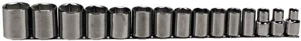 Proto - 15 Piece 1/2" Drive Socket Set - 6 Points, 3/8" to 1-1/4" Range, Inch Measurement Standard - USA Tool & Supply