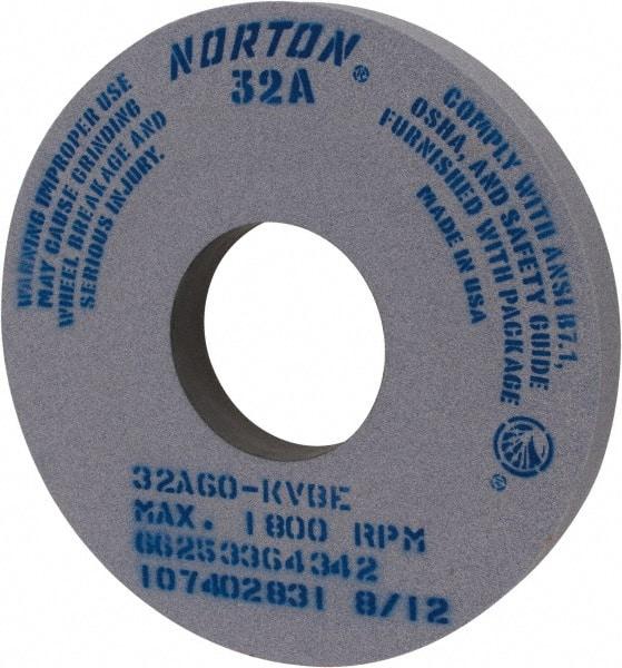 Norton - 14" Diam x 5" Hole x 1-1/2" Thick, K Hardness, 60 Grit Surface Grinding Wheel - Aluminum Oxide, Type 1, Medium Grade, 1,800 Max RPM, Vitrified Bond, No Recess - USA Tool & Supply