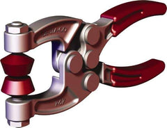 De-Sta-Co - 900 N Load Capacity, 1.08" Throat Depth, 4.63" OAL, Forged Alloy Steel, C Style Plier Clamp - 0.29" Max Jaw Capacity, M6 Spindle, 2.06" Open Throat Height, Red Handle, Spindle End - USA Tool & Supply