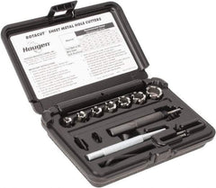 Hougen - 10 Piece, 5/16 to 3/4" Cutter Diam, 1/4" Cutting Depth, High Speed Steel Annular Cutter Set - Bright Finish, 3/8" Shank Diam, 5/16, 3/8, 7/16, 1/2, 9/16, 5/8, 3/4" Cutter Diams - USA Tool & Supply