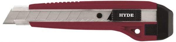 Hyde Tools - Snap Utility Knife - 18mm Blade, Red & Black Polystyrene (High Impact) Handle, 3 Blades Included - USA Tool & Supply