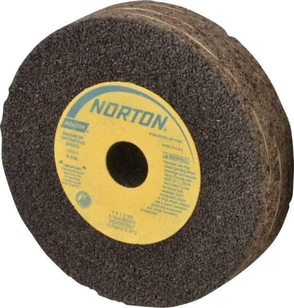 Norton - 4" Diam x 5/8" Hole x 1" Thick, R Hardness, 24 Grit Surface Grinding Wheel - Aluminum Oxide, Type 1, Very Coarse Grade, 12,000 Max RPM, Resinoid Bond, No Recess - USA Tool & Supply