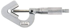 Mitutoyo - 0.05 to 0.6 Inch Measurement, 0.001 Inch Graduation, Accuracy Up to 0.0002 Inch, 3 Flutes Measured, Ratchet Stop Thimble, Mechanical V Anvil Micrometer - 6.35mm Spindle Diameter, Carbide, 23.46mm Throat Depth - USA Tool & Supply