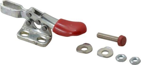 De-Sta-Co - 60 Lb Holding Capacity, Horizontal Handle, Manual Hold Down Toggle Clamp - 80° Handle Movement, 90° Bar Opening, U-Bar, Left Flanged Base, Electro-Plated Zinc, Carbon Steel - USA Tool & Supply