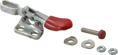 De-Sta-Co - 60 Lb Holding Capacity, Horizontal Handle, Manual Hold Down Toggle Clamp - 80° Handle Movement, 90° Bar Opening, U-Bar, Left Flanged Base, Electro-Plated Zinc, Carbon Steel - USA Tool & Supply