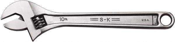 SK - 1-1/8" Jaw Capacity, 10" Standard Adjustable Wrench - Steel, Chrome Finish, 10" OAL - USA Tool & Supply