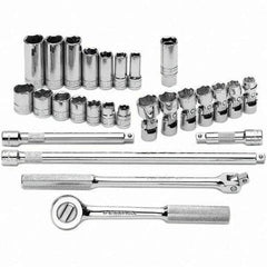 SK - 3/8" Drive Standard Deep Socket Set - 3/8 to 3/4", Inch Measurement Standard - USA Tool & Supply