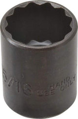 Proto - 15/16", 1/2" Drive, Standard Hand Socket - 12 Points, 1-9/16" OAL, Alloy Steel, Black Finish - USA Tool & Supply